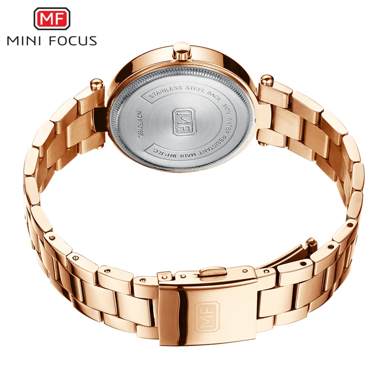 

MINI FOCUS Women's Simple Quartz Watches Luxury Stainless Steel Band Reto Wristwatch for Lady Woman Relogios Clock MFW0189 Gold