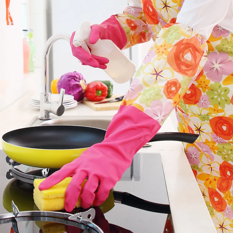 Длинный рукав утолщение для мытья посуды Прихватки мангала Кухня стирка Миски