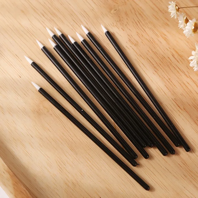 10pcs Silicone tip Miss Rose 10 шт./пакет тонкие глаз Кисть для глаз и губ бровей вкладыш рисовать идеальные стрелки вид макияжа для любой девушке в характерном путь - Handle Color: 10pcs Silicone tip
