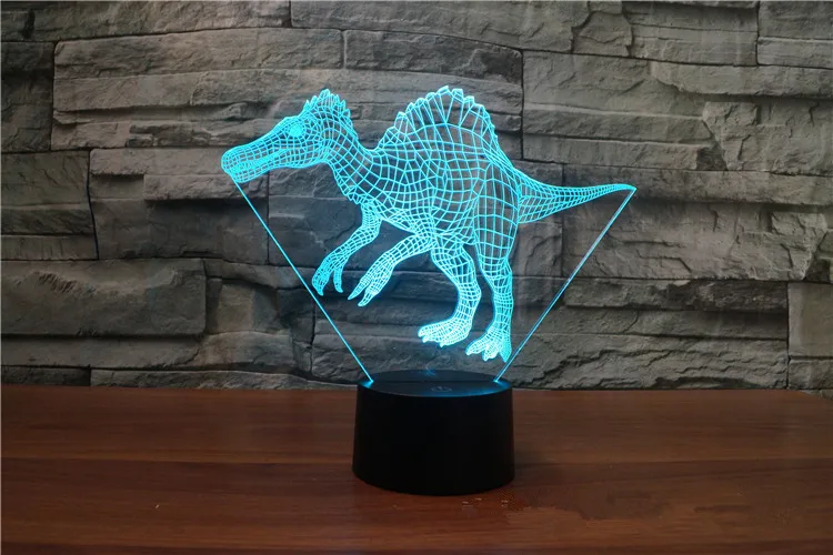 3D лампа ночник семь цветов Животные Многоцветный RGB лампа Рождественский Декор Детские Подарочные игрушки сенсорный пульт дистанционного управления настольная лампа - Испускаемый цвет: dinosaur
