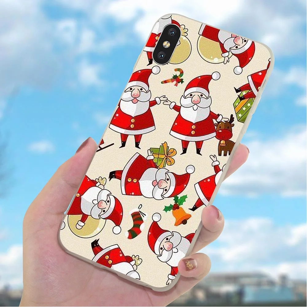 Мягкий Рождественский новогодний чехол из ТПУ для телефона iPhone 8 6 Plus чехлы 7 5 X 6S