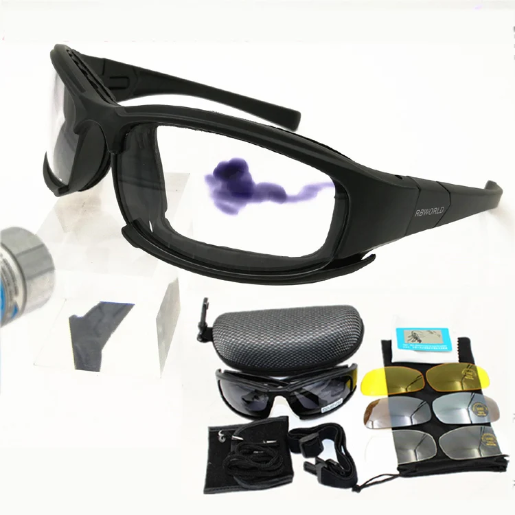 Фотохромные + поляризационные армейские очки с 4 линзы Военные войны Тактическая