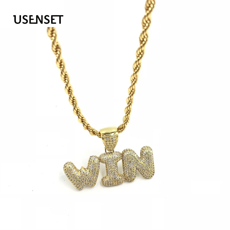 USENSET кулон с буквами 4 мм канатной цепочкой имитирующий светильник ожерелье со