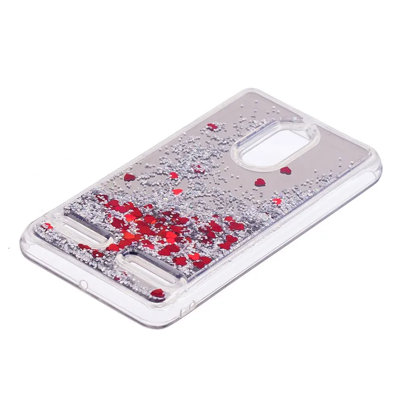 For Lenovo K6 K33a48 Case Glitter Liquid Silicone Cover Vibe Love Heart Transparent Mirror capa |