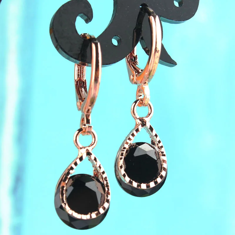 Серьги подвески Crazy Feng женские подвеска для пирсинга из розового золота с черным