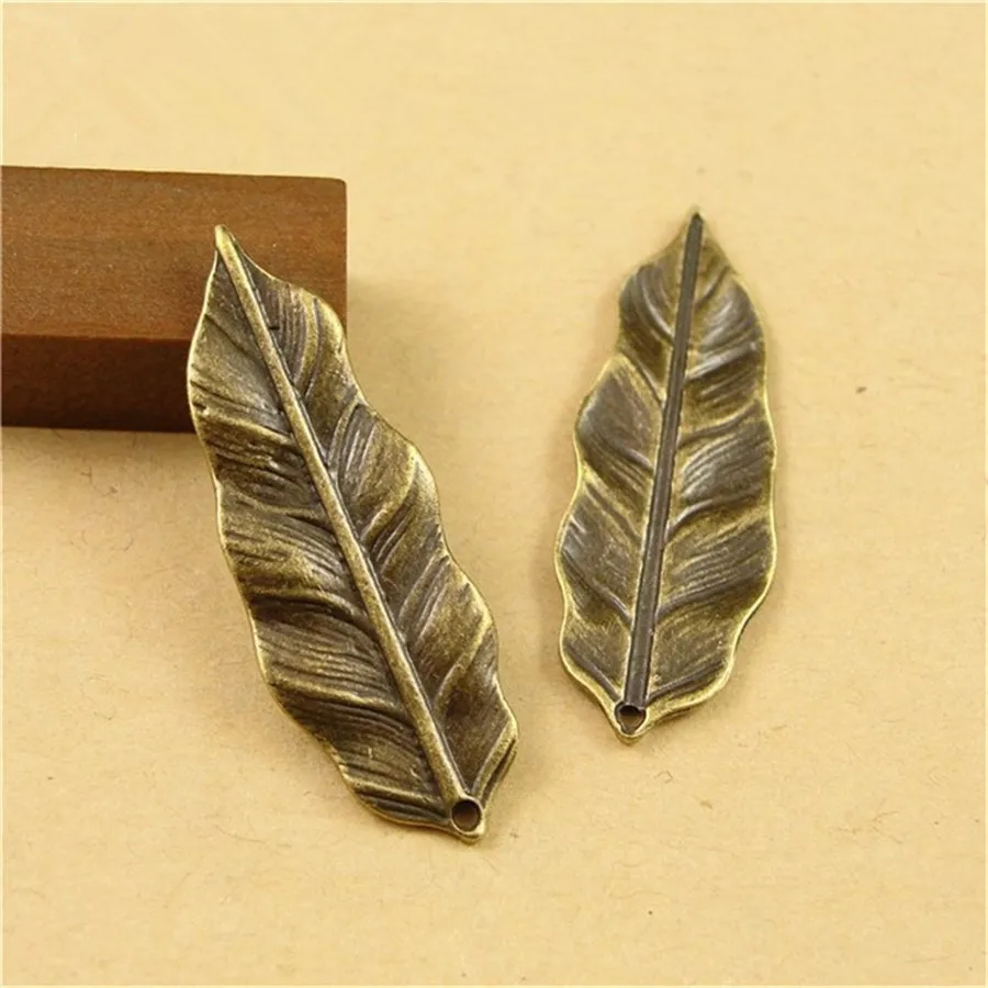 

(100 pieces/lot) 36*12MM antique bronze colour vintage style metal leaves charms pendant diy jewelry hm503