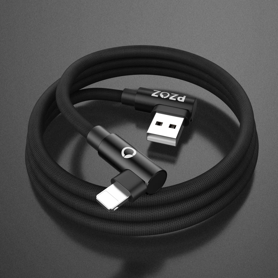 PZOZ 2 м для iphone XS MAX Xr X 7 6 usb Кабель 90 градусов провод для быстрой зарядки 8 pin кабель для передачи данных для мобильных телефонов Зарядное устройство адаптер Кабели