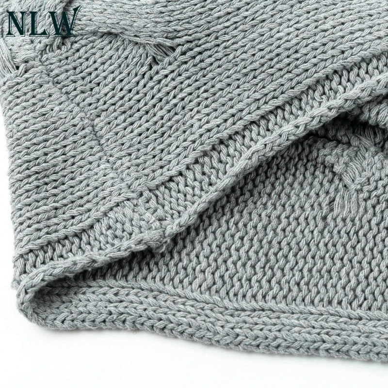 NLW O-Neck Sweater Women 2019 Autumn Winter Vintage Kintted Gray Solid Sweaters And Pullovers Casual Knitwear | Женская одежда