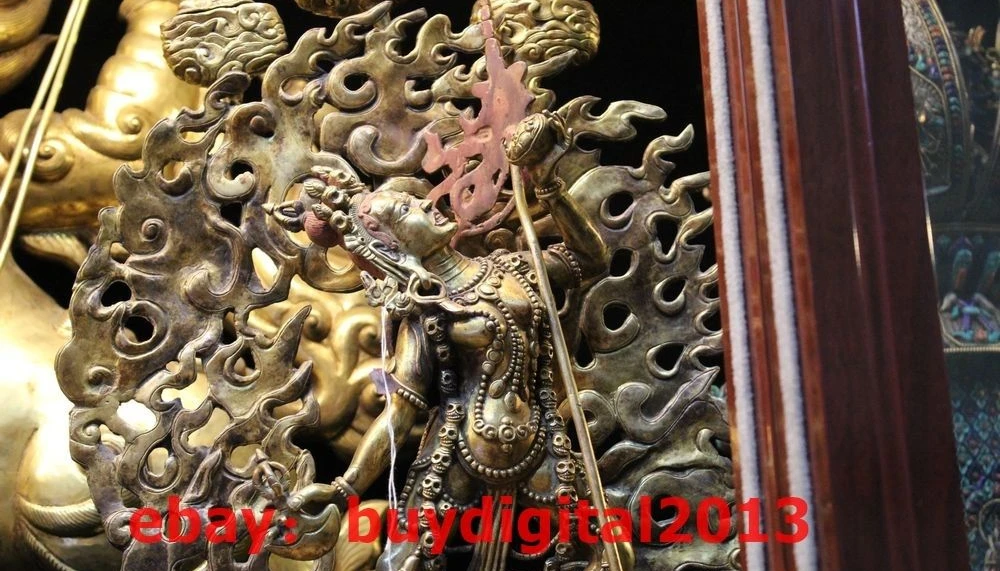 21 &quotТибетский буддистский храм Бронзовая статуя Будды Kwan Yin 24K золото