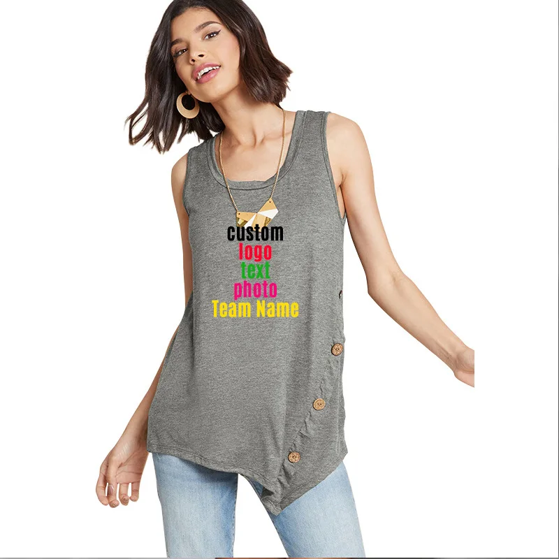 Негабаритные u образные женские топы без рукавов в стиле хип хоп с логотипом на