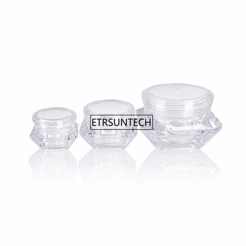 

20pcs 5g 10g 15g plastic jar clear plastic pot for nail art glitters mini small make up cream cosmetic container F2314