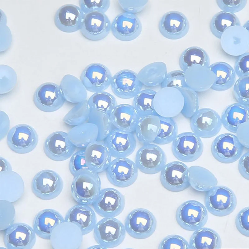 Light Blue 100 шт./лот ABS полимерные купольные кабошоны имитация жемчуга 10 мм круглые бусины с плоской задней частью для самостоятельного изготовления ювелирных изделий Компоненты ручной работы - Цвет: Light Blue