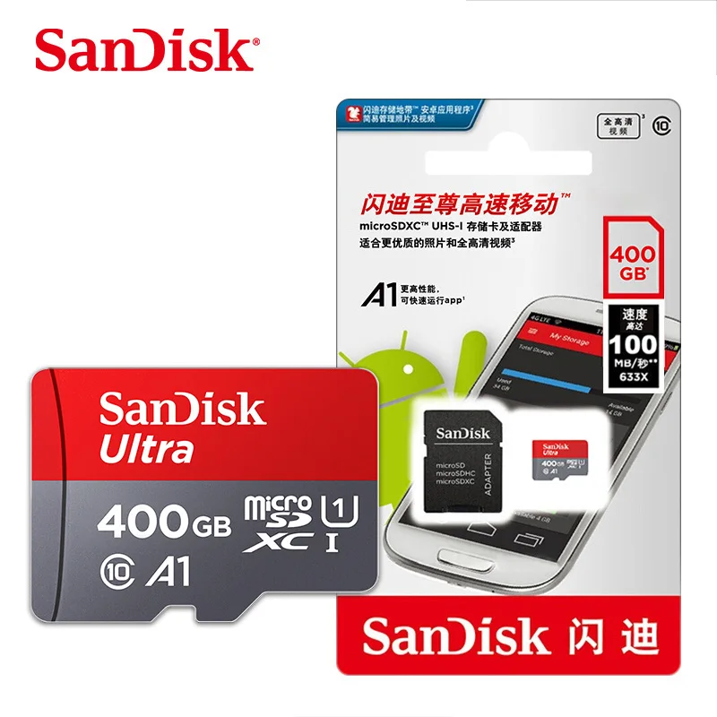 SanDisk A1 карта памяти 400 Гб 256 ГБ 200 128 64 98 МБ/с./с 32 Micro sd класс 10 UHS 1 флэш Microsd для