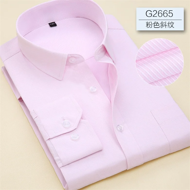 2665(twill) Вышитый на заказ логотип имплицитная полосатая саржевая деловая повседневная мужская рубашка с длинными рукавами плюс размер 5XL 6XL 7XL темно-синий зеленый красный - Цвет: 2665(twill)