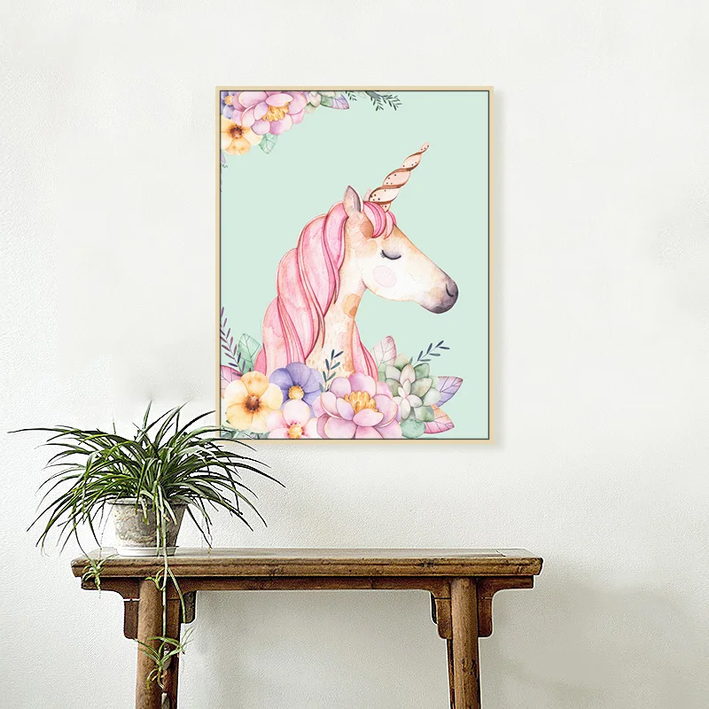 HHand draw мультфильм horseCanvas художественный Принт плакат набор настенные картины для