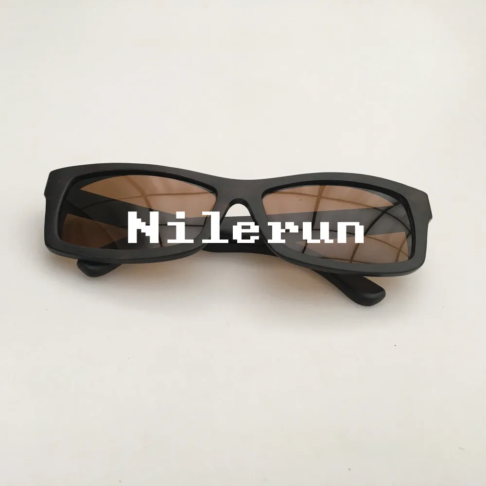 Прямоугольные коричневые поляризованные линзы черные деревянные