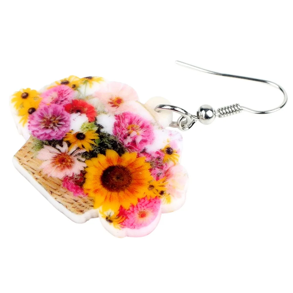 NEWEI Акрил Корзина Multi хризантемы цветок ромашка серьги падения мотаться