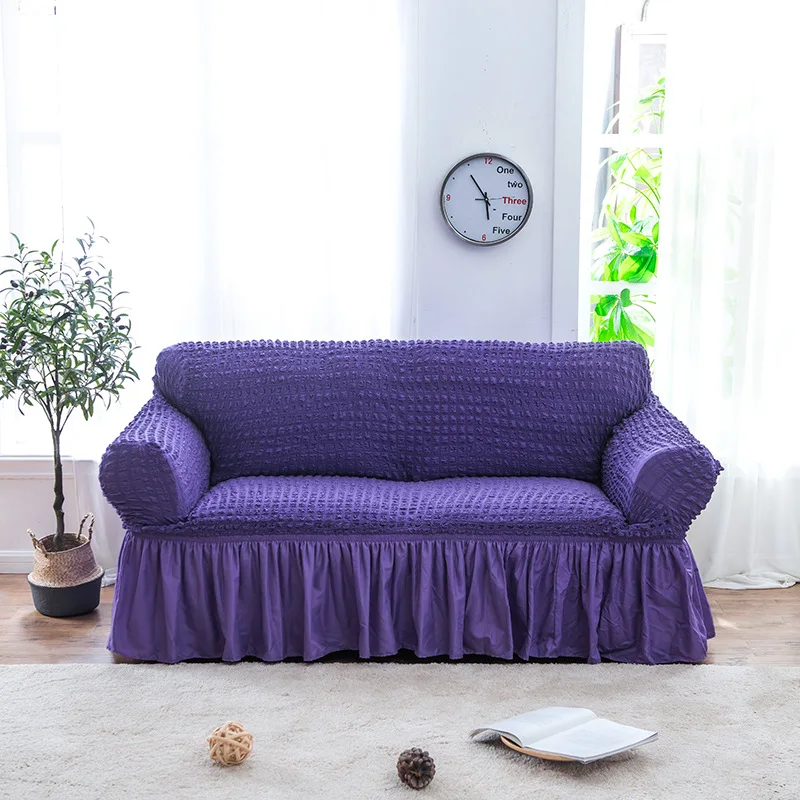 Purple SunnyRain 1 шт. толстый вязаный эластичный чехол для дивана для гостиной I образные чехлы для диванов с юбкой STech чехлы для диванов - Цвет: Purple