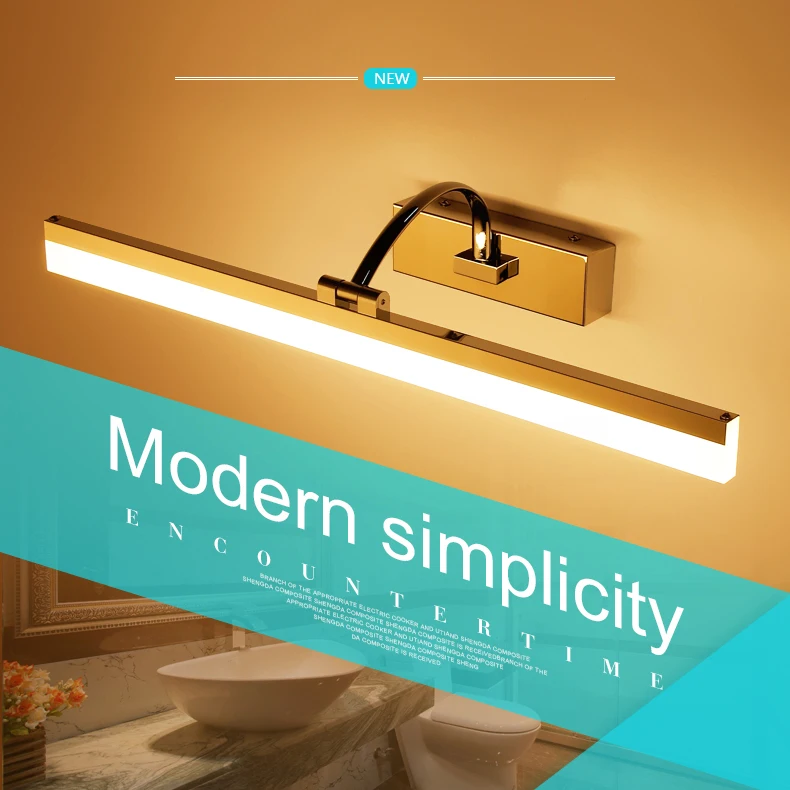 

Modern Stainless Steel LED front mirror light bathroom makeup wall lamps led vanity toilet wall mounted sconces lighting fixture