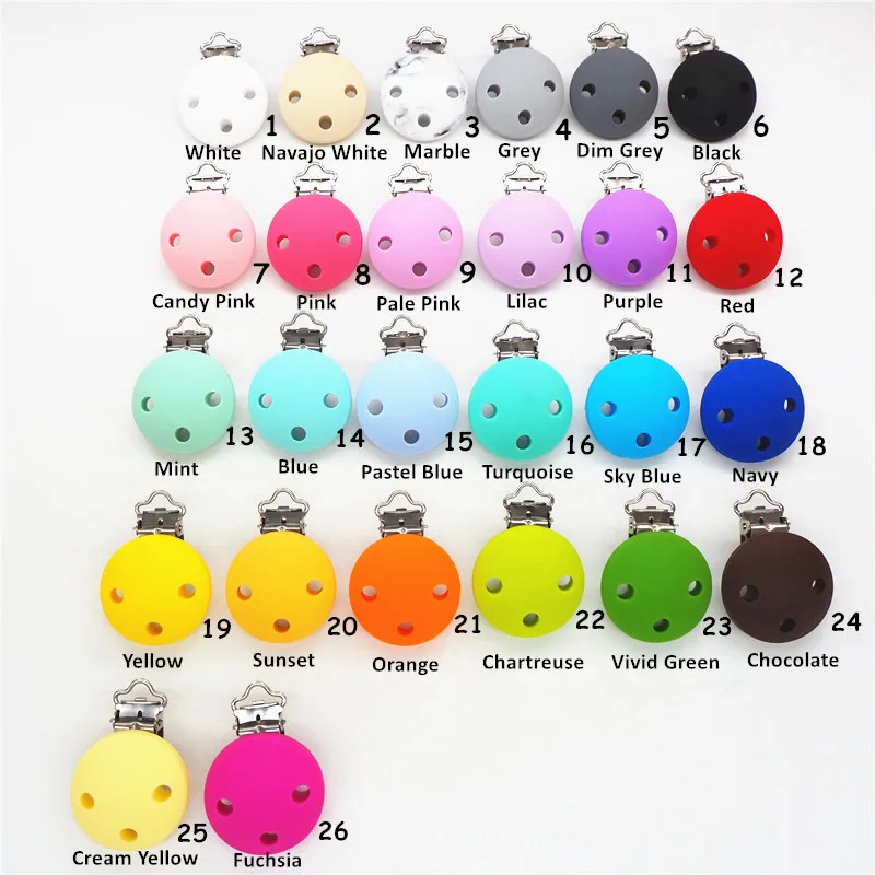 Chenkai 50pcs Silicone Round Clips DIY Baby Teether Pacifier Dummy Montessori Sensory Jewelry Holder Chain Toy Clips