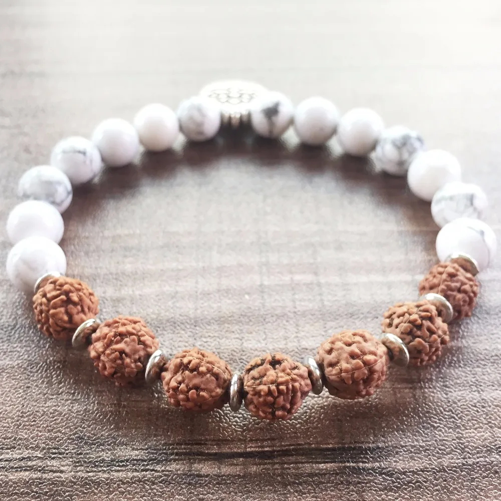 Модный женский браслет из натурального камня белый Howlite браслеты Bodhi с подвеской