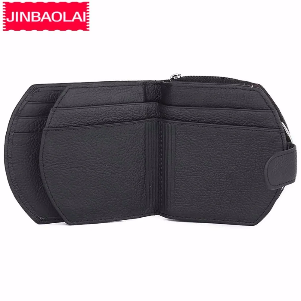 High Quality JINBAOLAI Genuine Leather Women's Wallet - Solid Red Purse & Card Holder image 3