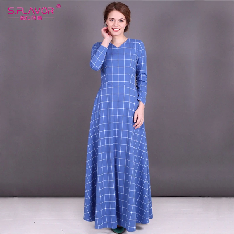 S. FLAVOR элегантное женское Ретро длинное платье 2019 Модное новое осенне зимнее