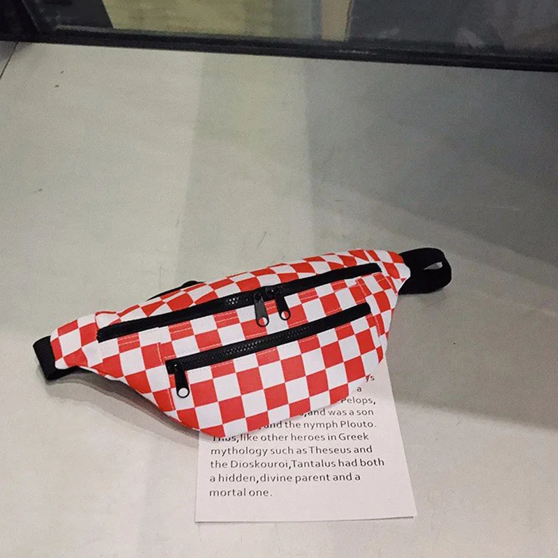 Red Fanny Pack Нейлоновая клетчатая Женская поясная сумка с ремнем, поясная сумка с высокой вместительностью, Женская Удобная нагрудная сумка, сумка через плечо - Цвет: Red Fanny Pack