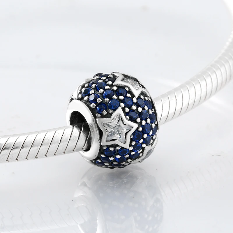 Модный Роскошный белый браслет из стерлингового серебра 925 пробы с пятиконечной