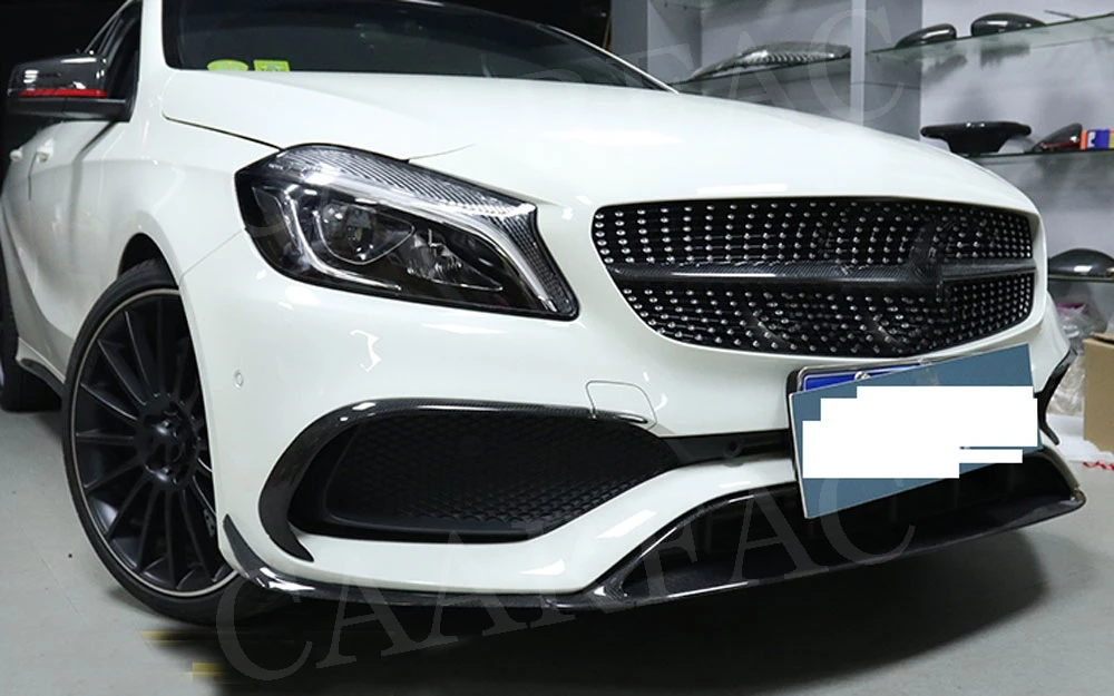 Для W176 передний спойлер для губ, разветвители Canards для Benz A Class A200 A250 A45 AMG-, 8 шт., литье, отделка бампера