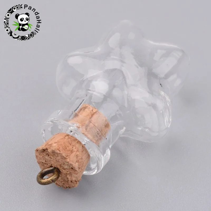 

50 pcs Mixed Shapes Glass Bottle Pendants with Wood Cork Stopper