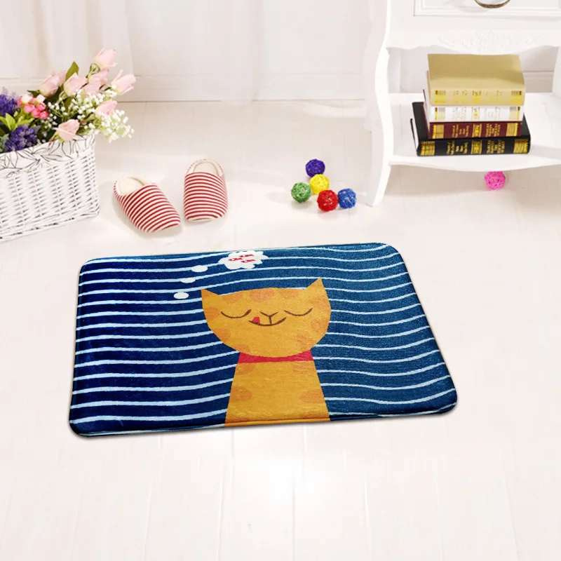 

Household Door mat Living Room Anti-Slip Tapete Carpet Hallway Welcome Floor Mats Animal Cute Cat Print Bathroom Kitchen Rug Mat