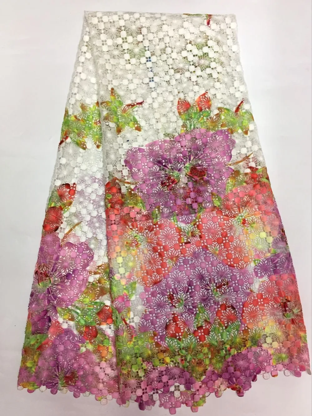 Бесплатная доставка африканская гипюровая кружевная ткань 2016 разноцветная