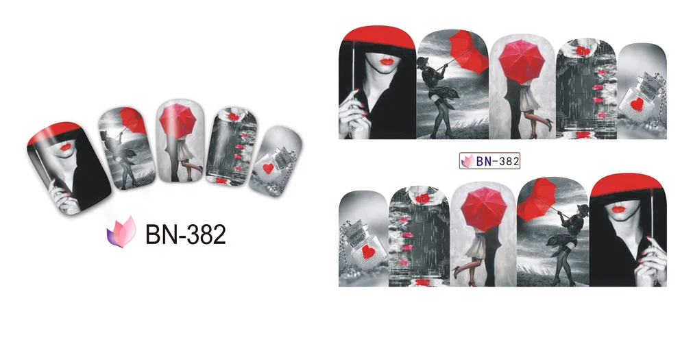 12 упак./лот 3D переводка NAIL ART наклейки на ногти полное покрытие машина мечты городская мода леди курение с оригинальными рисунками "Парижская башня BN373-384