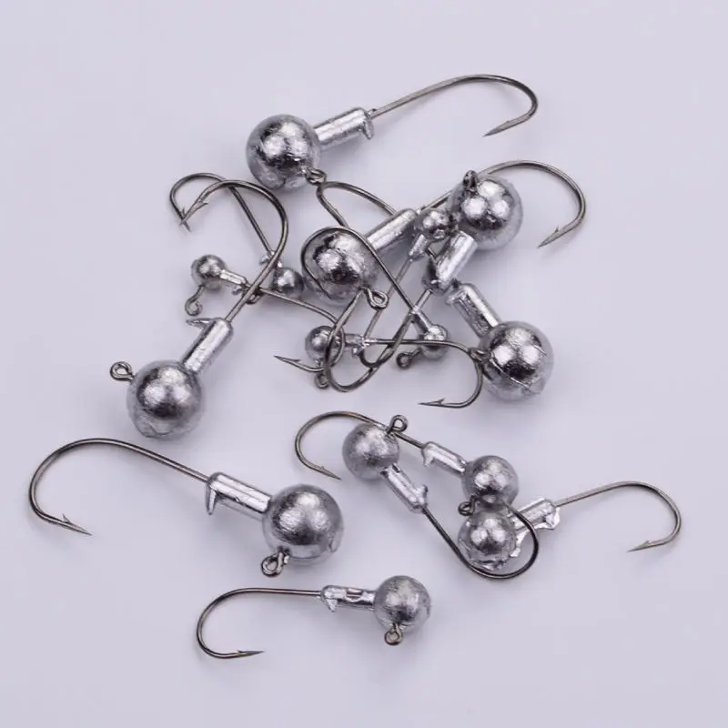 Lead Head Hooks Jigs Bait Fishing For Soft Lure Tackle 5Pcs 3.5/5g/7g/10.5g Round Jig | Спорт и развлечения