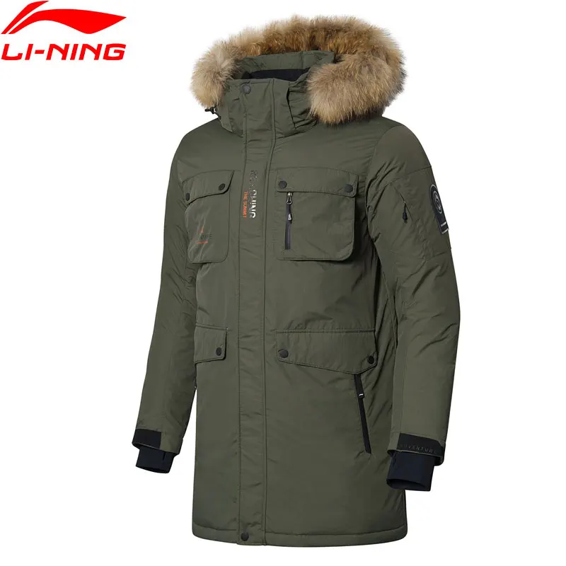 Li-Ning мужская верхняя одежда серия средней длины пальто ATProof умный мех с капюшоном