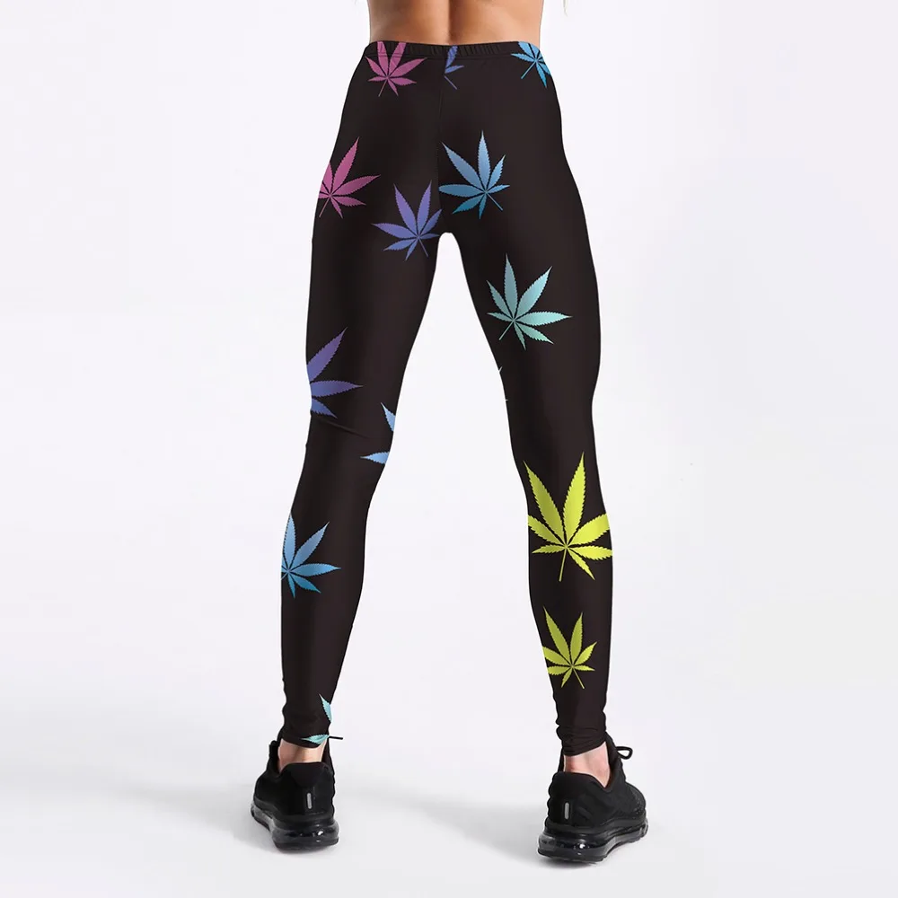 Новая Сексуальная Девушка Карандаш Брюки красочный градиент кленовый лист