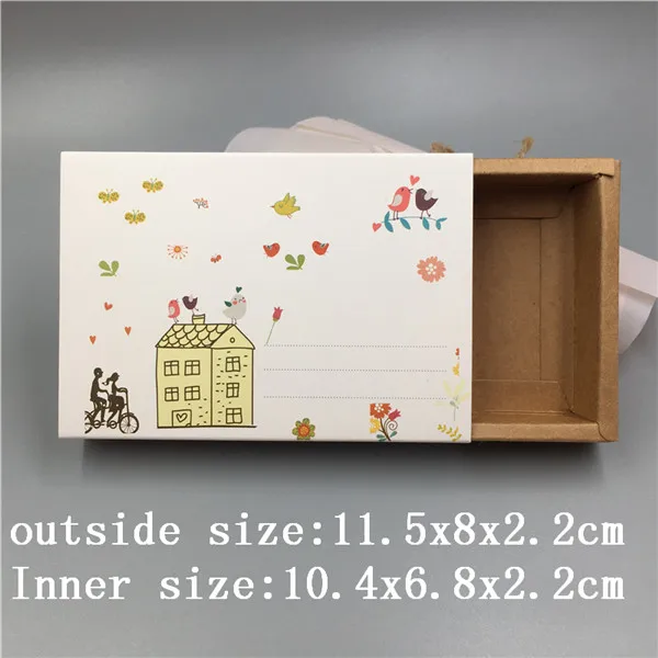 11.5x8x2.2cm 10 pcs various sizes of vintage kraft paper drawers a variety of patterns design wedding candy / chocolate / cookie box - Цвет: 11.5x8x2.2cm