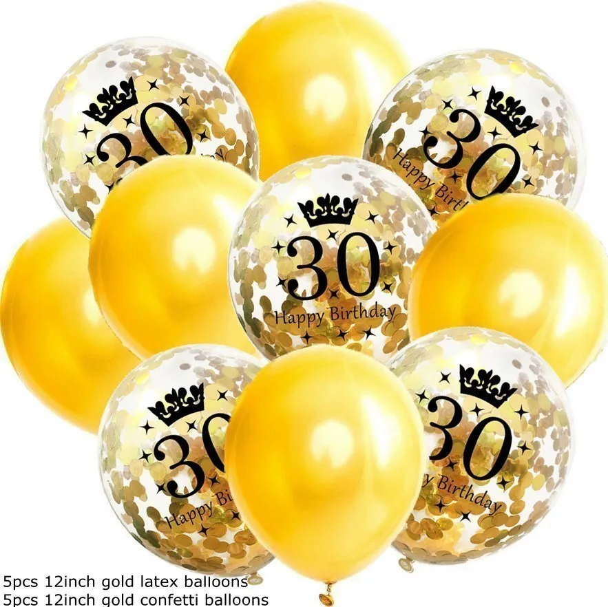 5gold 5con 30th Горячее предложение! Распродажа! 18/30/40/50/60 лет DIY спиральный орнамент на день рождения воздушный шар "Конфетти" на день рождения Balons юбилейные праздничные украшения - Цвет: 5gold 5con 30th