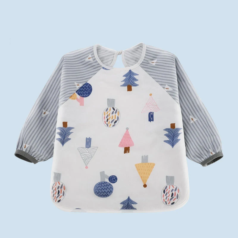 style 3 blue Милый детский нагрудник малыша Baberos Bavoir водонепроницаемый передник с длинными рукавами Мультяшные животные Дети Кормление комбинезон детские вещи - Цвет: style 3 blue