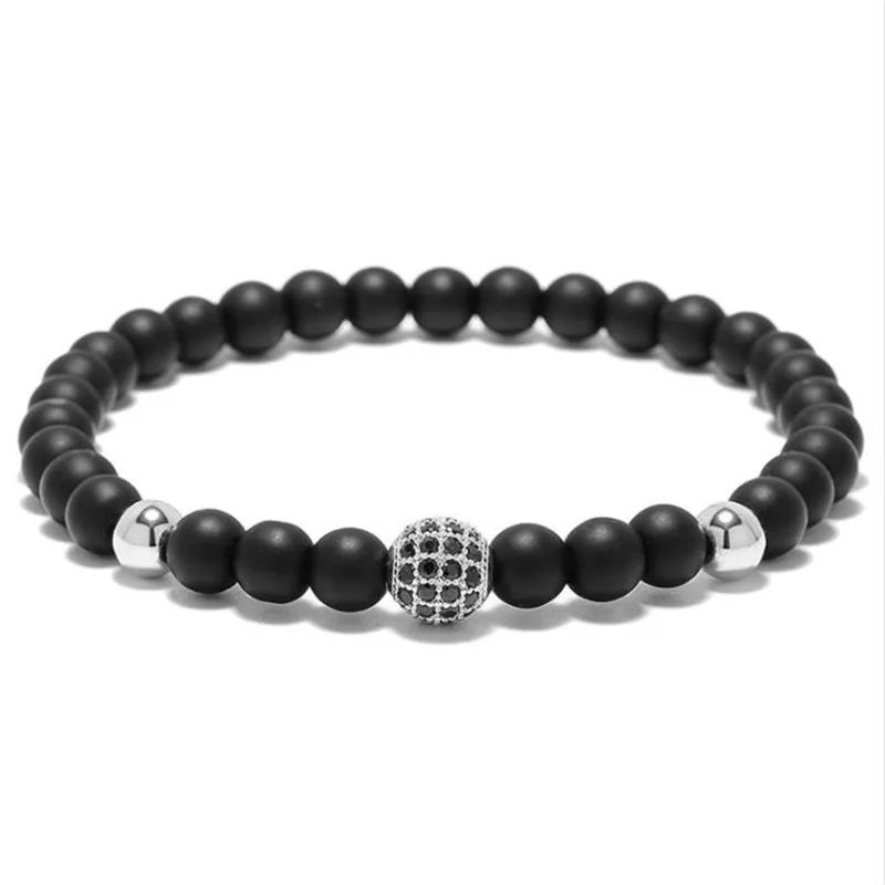 YIZIZAI Новая мода черный матовый камень ювелирные изделия стрейч женщин и мужчин