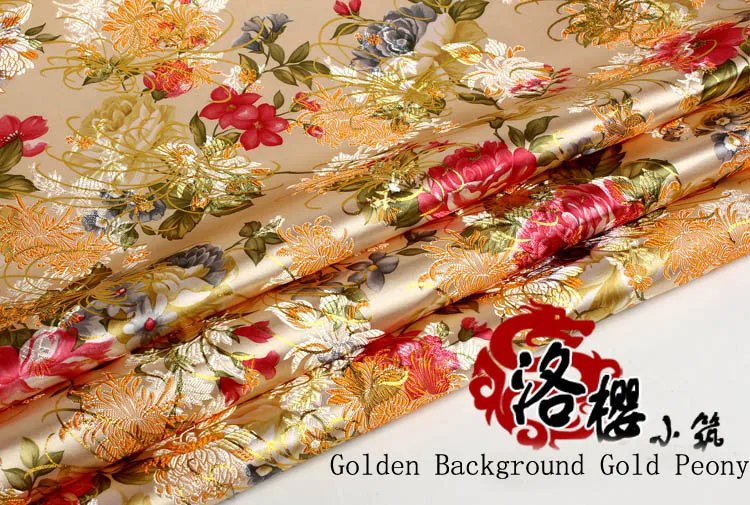 Gold Gold Peony Плотный Китайский древний костюм платье Одежда Ткань Кимоно Cos золотой шелк атлас Дамаск жаккардовые парчи Швейные пион из ткани серии - Цвет: Gold Gold Peony