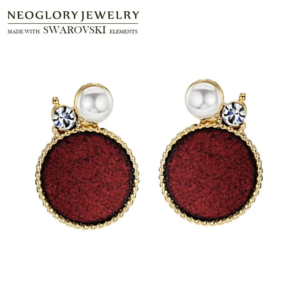 Neoglory круглые серьги-гвоздики из искусственного жемчуга Чешской стразы и фланели