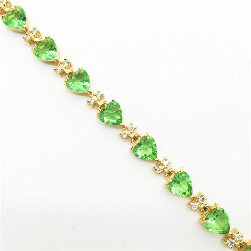 Новый дизайн модные очаровательные циркониевые браслеты в виде яблока с зеленым