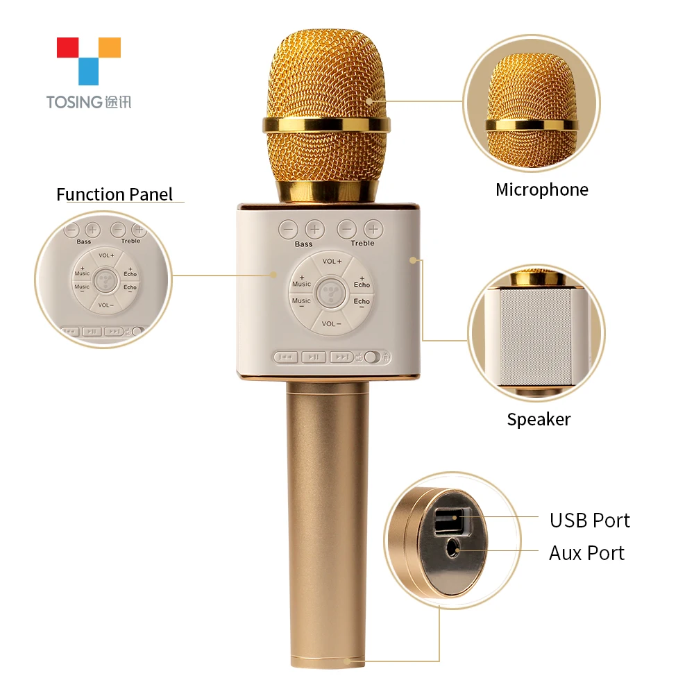Петь Q9 04 Беспроводной караоке микрофон Bluetooth Динамик 2 в 1 ручной петь и Запись