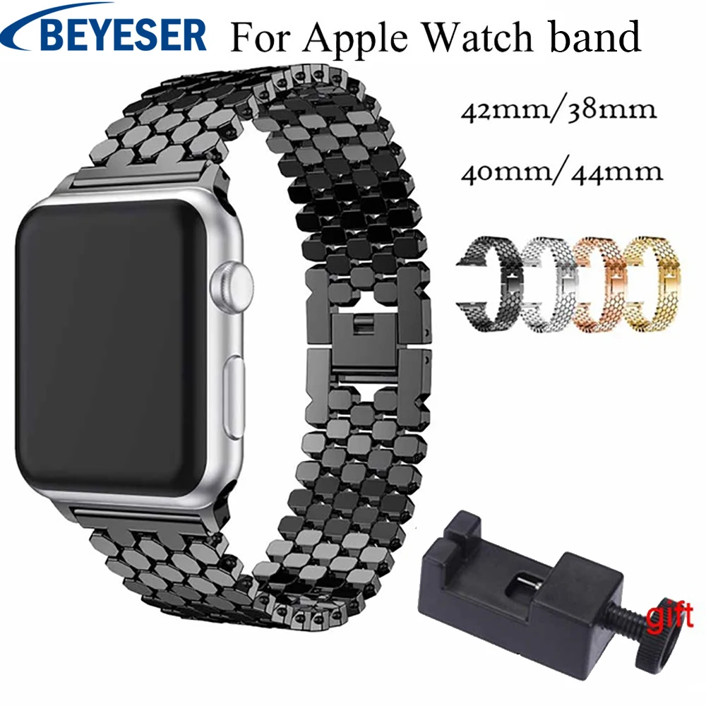 

For watch Band 42/44mm Stainless Steel watch Strap Bracelet band for Apple Strap series 4 3 2 1 Band 38/40mm watchband with tool