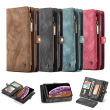 Detachable Zipper Wallet Magnetic Phone Cases For iPhone XS MAX XR 10 Genuine Leather Folio Cover for iPhone 6 6s 7 8 Plus 8Plus
