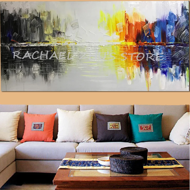 

Large Size Hand Painted Modern Abstract Color Landscape Oil Painting on Canvas Living Room Wall Art Pictures Pianting Home Decor