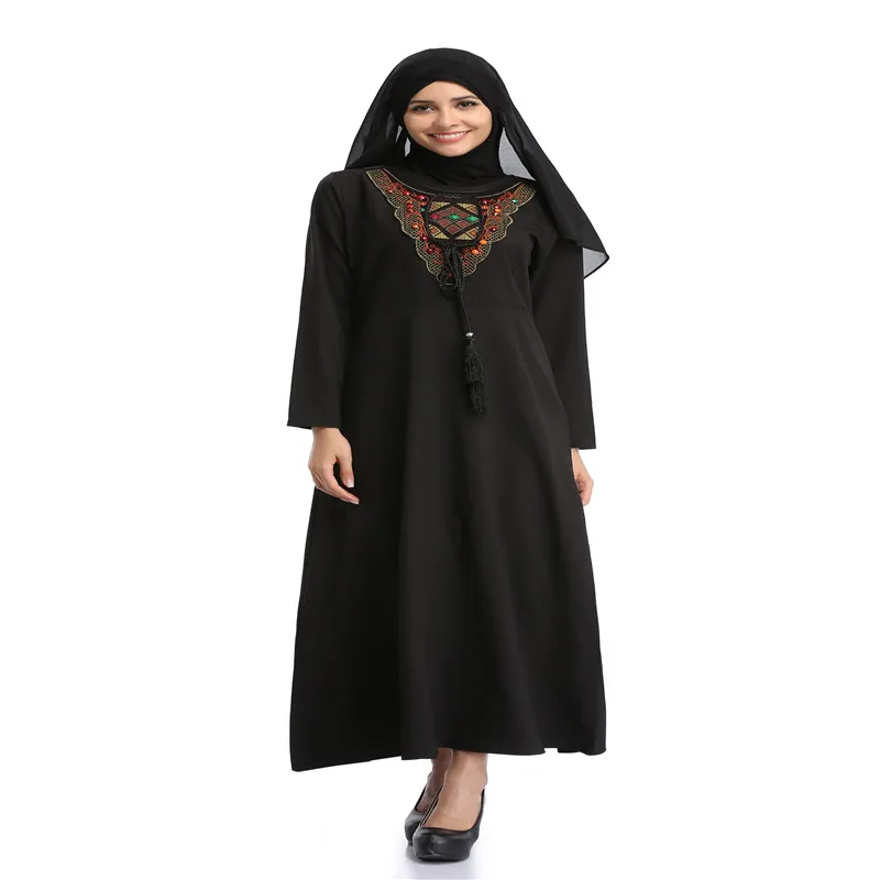Новый стиль мусульманский женский халат платье с вышивкой мусульманская абайя