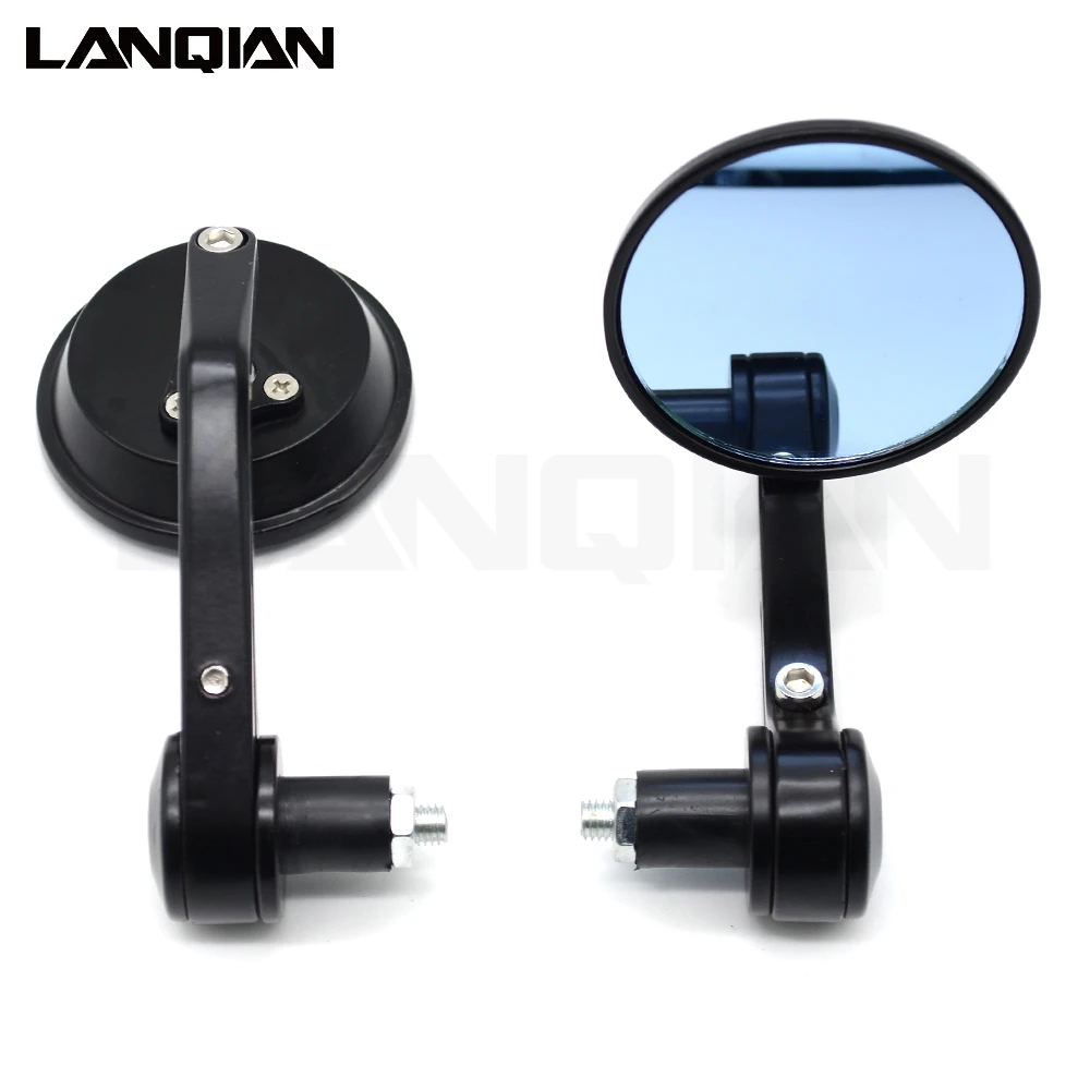 1 пара Универсальный мотоцикл Зеркало Алюминий черная ручка БАР КОНЕЦ ЗАДНЕГО